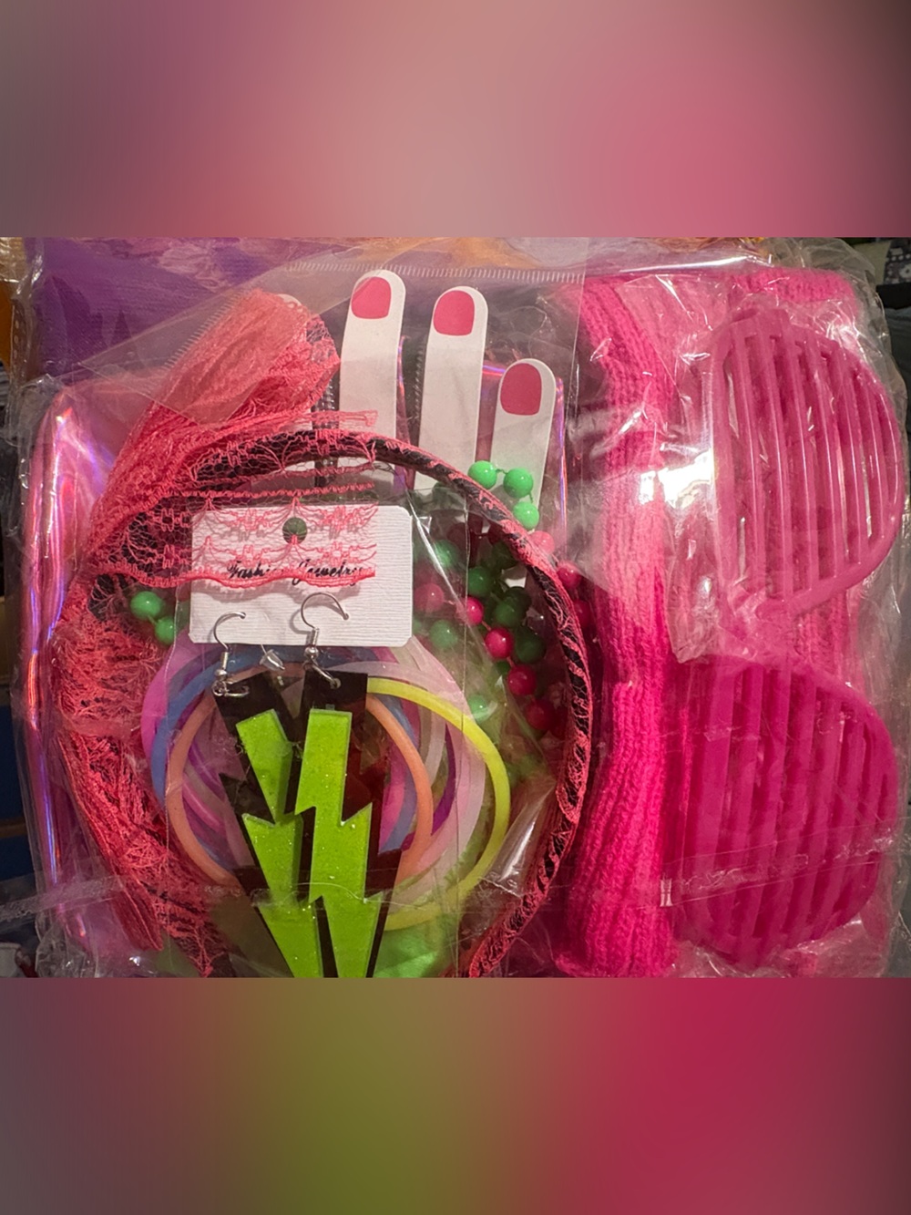 80s Party Accessory Set - Hot Pink Fun Pack